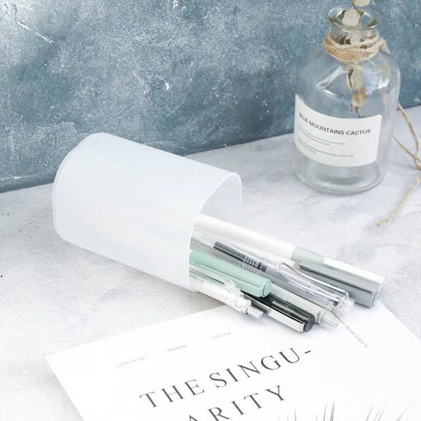 日式磨砂筆筒 frosted pen holder storage box