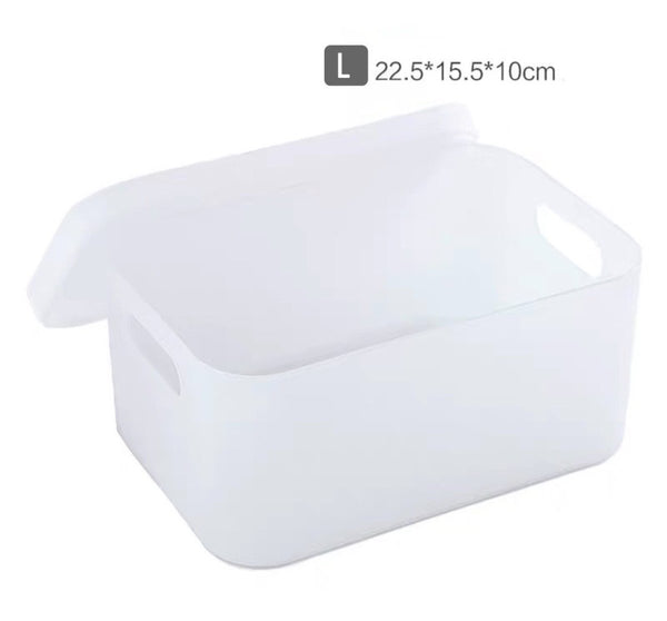 日式透明磨砂收納盒 Frosted storage box wild lid drawer organizer