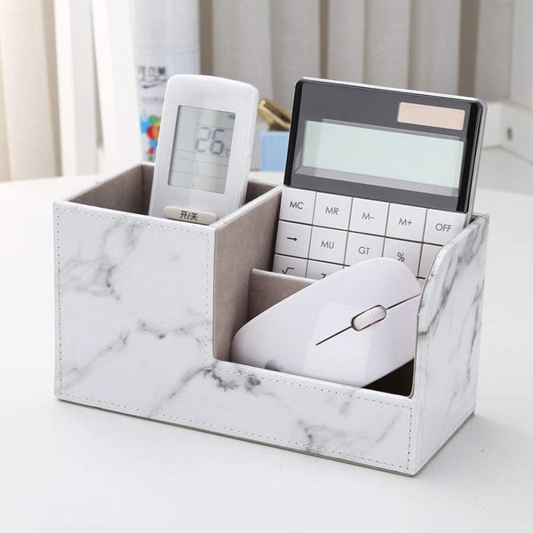 雲石紋皮質多功能遙控器收納盒 Marble multi-function leather Desk Organizer