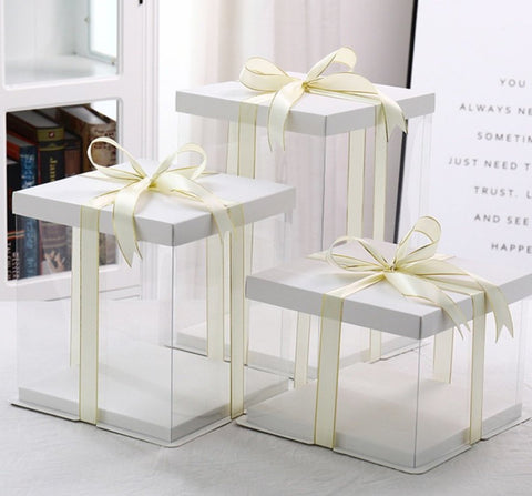 生日蛋糕透明包裝盒 (不連絲帶)White Transparent Cake Boxes