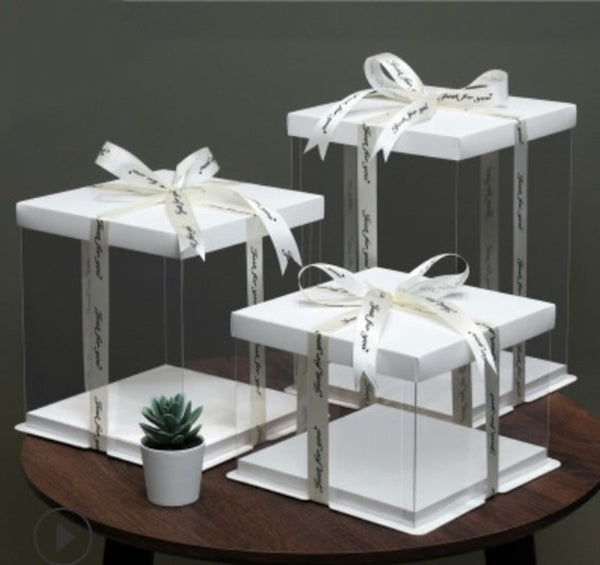 生日蛋糕透明包裝盒 (不連絲帶)White Transparent Cake Boxes