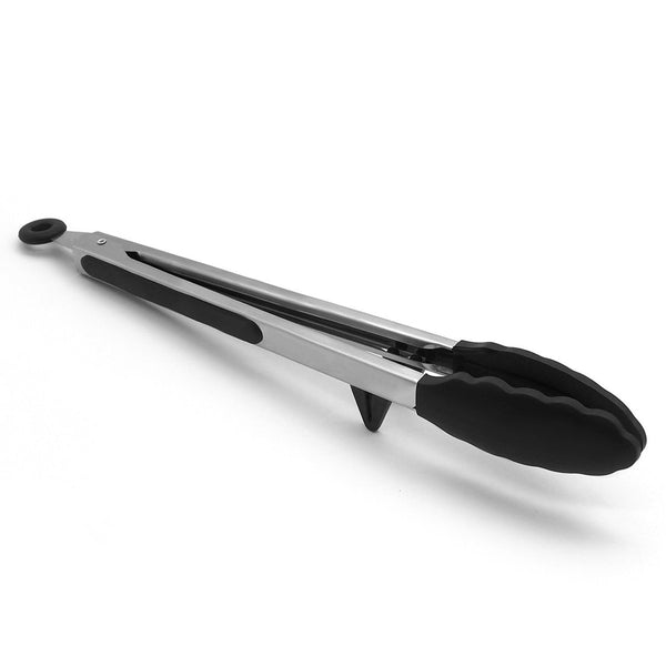 12吋不銹鋼矽膠食物夾 (帶固定鎖 腳墊) 耐高溫 燒烤夾 Stainless Steel silicone Cooking Tongs Tongs for Cooking Grill Tongs (12")