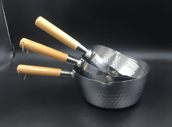 【帶蓋】日式不鏽鋼木柄雪平鍋 Japanese style snow pan with wooden handle