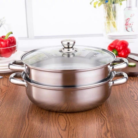 加厚雙層不銹鋼蒸鍋 Two tier stainless steel pot
