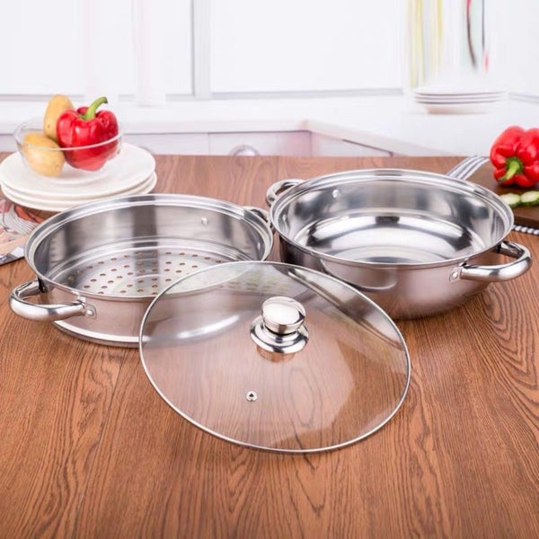 加厚雙層不銹鋼蒸鍋 Two tier stainless steel pot