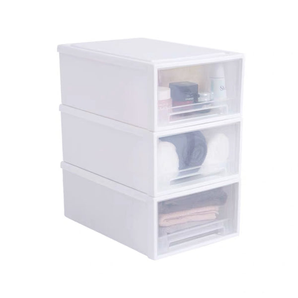 抽屜式收納箱 白色透明多功能收納櫃   玩具 / 衣物 / 雜物收納 Plastic Storage Drawer Stacking storage box household organizer