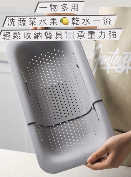多用途可伸縮水槽瀝水籃 Retractable sink drain rack