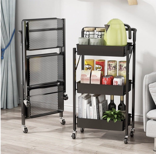 【帶滾輪】三層可折疊廚房收納架 3 Tier Rolling Cart Storage Trolley