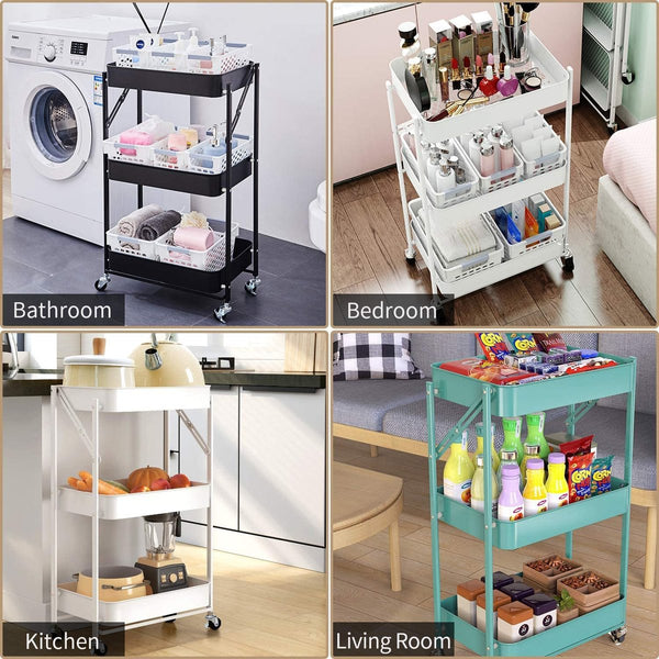【帶滾輪】三層可折疊廚房收納架 3 Tier Rolling Cart Storage Trolley