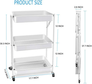 【帶滾輪】三層可折疊廚房收納架 3 Tier Rolling Cart Storage Trolley