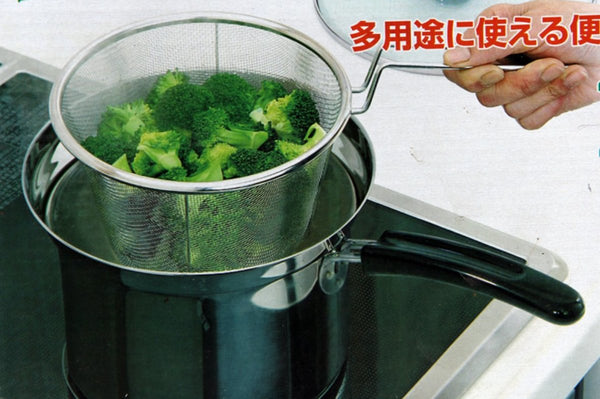 日本不銹鋼多功能鍋 油炸隔油煲 撈麵煲 Japan stainless steel pot cooking pot fryer multi-functional pot