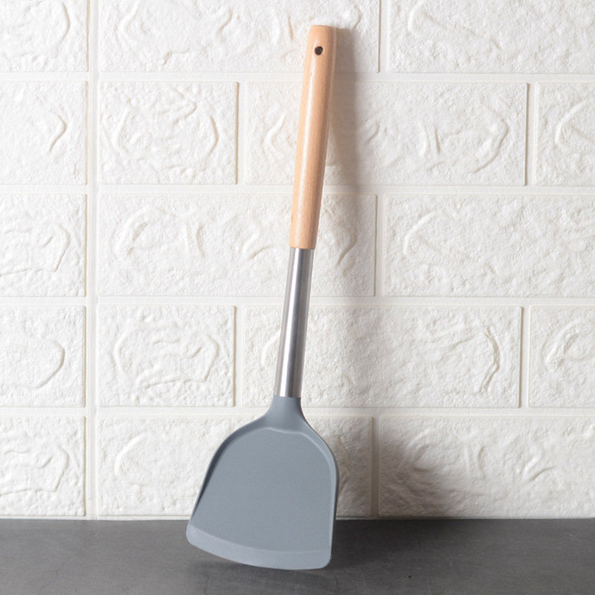 【矽膠】鑊鏟 炒菜矽膠鏟 木柄 不銹鋼不粘鍋 ilicone shovel silicone spatul