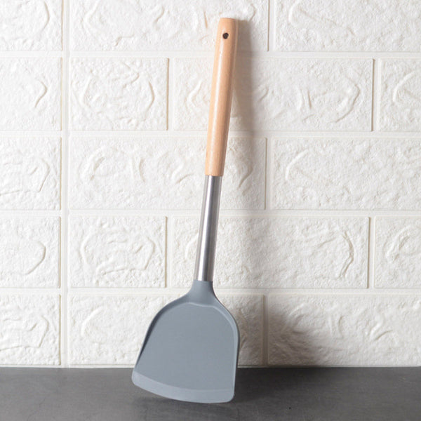 【矽膠】鑊鏟 炒菜矽膠鏟 木柄 不銹鋼不粘鍋 ilicone shovel silicone spatul