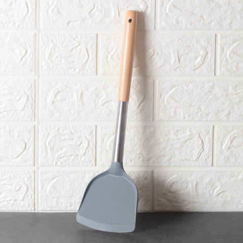 【矽膠】鑊鏟 炒菜矽膠鏟 木柄 不銹鋼不粘鍋 ilicone shovel silicone spatul
