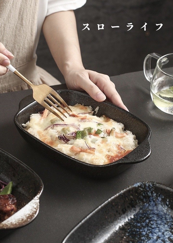 日式雙耳陶瓷碟 Ceramic plate with handles
