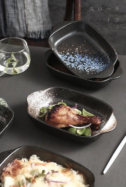 日式雙耳陶瓷碟 Ceramic plate with handles