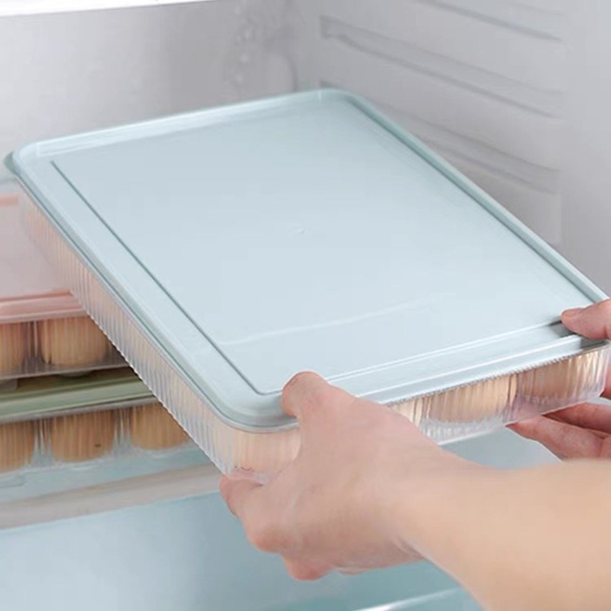 帶蓋（24格）雞蛋保鮮收納盒- 24顆 冰箱 分格 托盤 24 Grid Large Capacity Egg Holder for Refrigerator