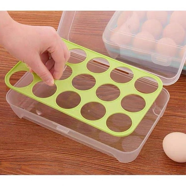 （15格）可疊加帶蓋雞蛋收納盒 15 Grid Large Capacity Egg Holder for Refrigerator