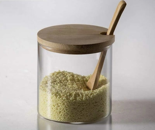 日式木系調味瓶帶竹匙羹 Condiment Container Seasoning Box
