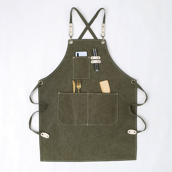 水洗帆布圍裙 咖啡師工作服 美容圍裙 美髮圍裙 Washed Canvas Apron Barista Workwear Beauty Apron Hairdressing Apron